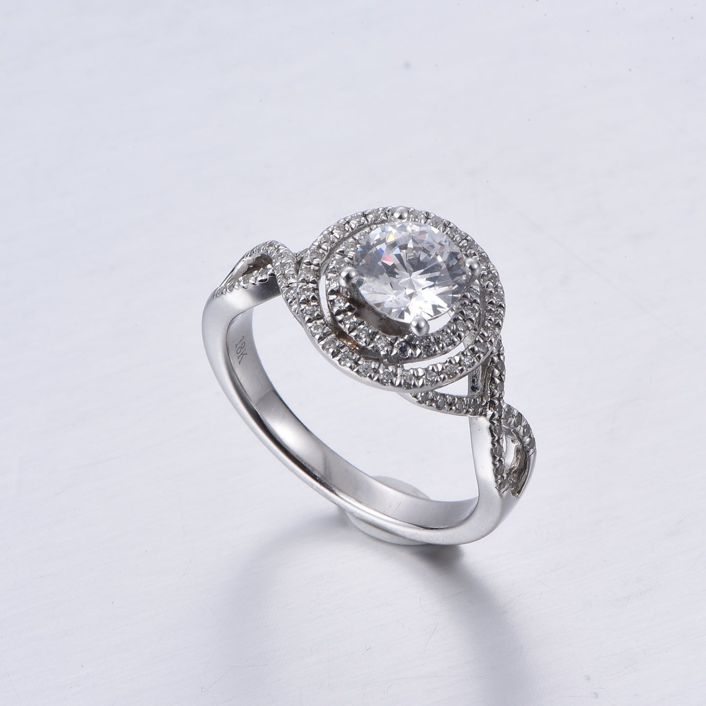 TRPOPO MS Double Row Round Diamond Ring