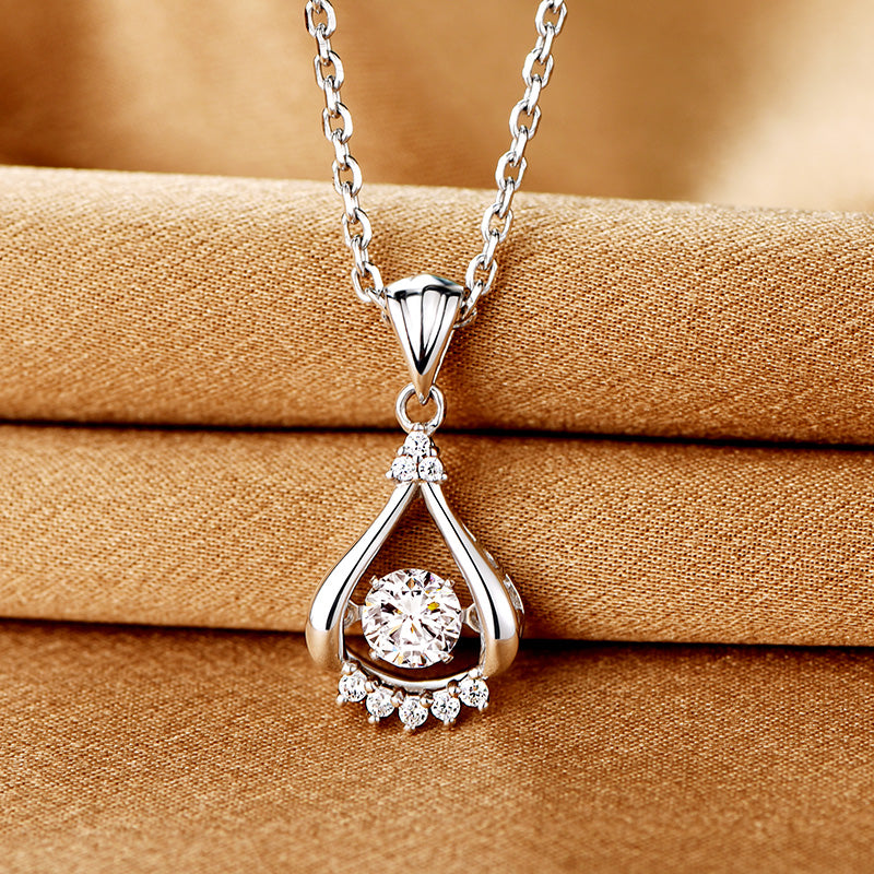 TRPOPO MS Drop Pendant Necklace with Diamonds