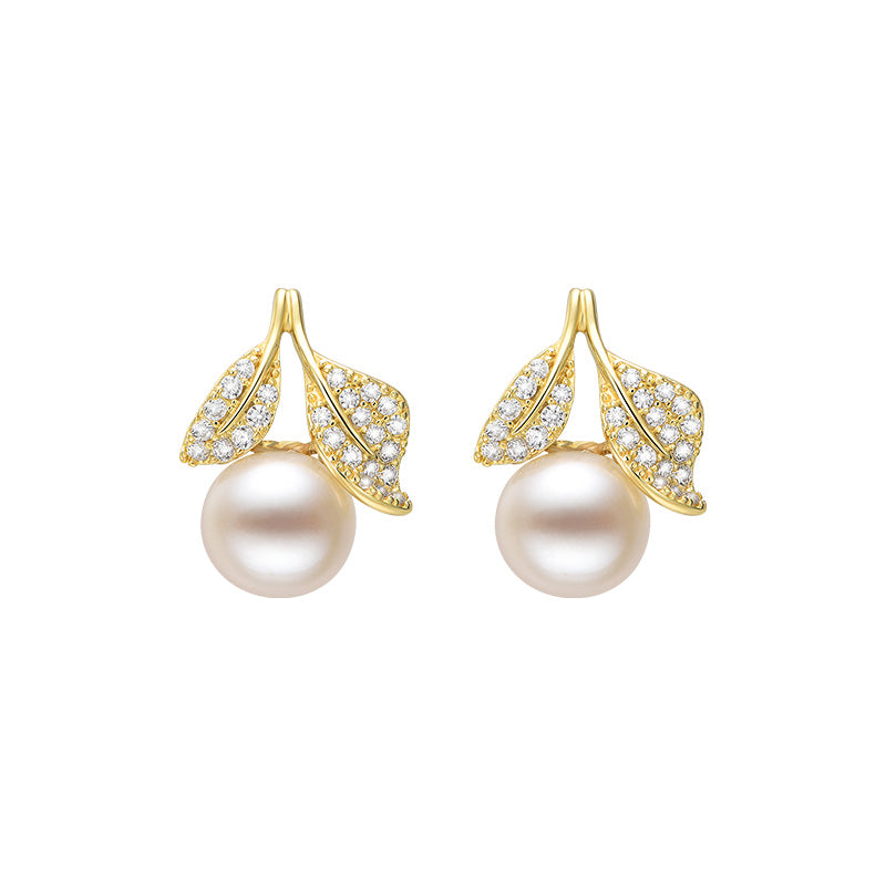 TRPOPO MS Leaf Bud Pearl Earrings