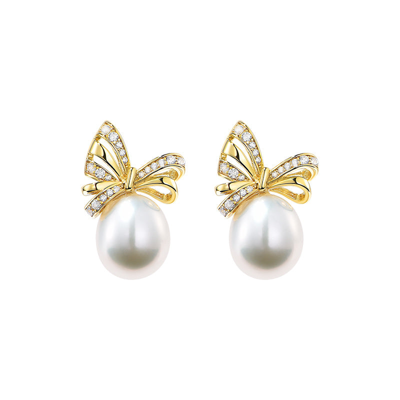 TRPOPO MS Bow Pearl Earrings