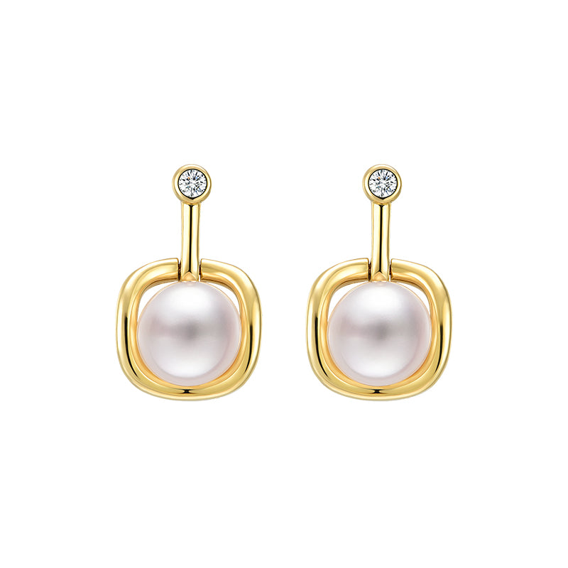 TRPOPO MS Square Frame Pearl Earrings