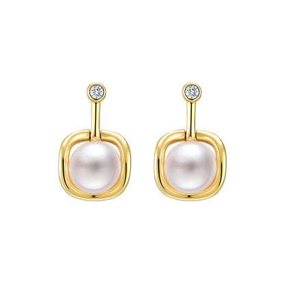 TRPOPO MS Square Frame Pearl Earrings