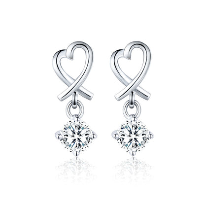 TRPOPO MS Heart Diamond Drop Earrings