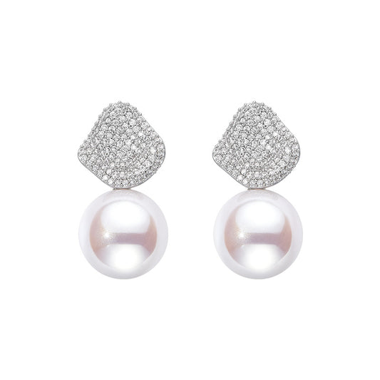 TRPOPO MS Geometric Pearl Stud Earrings