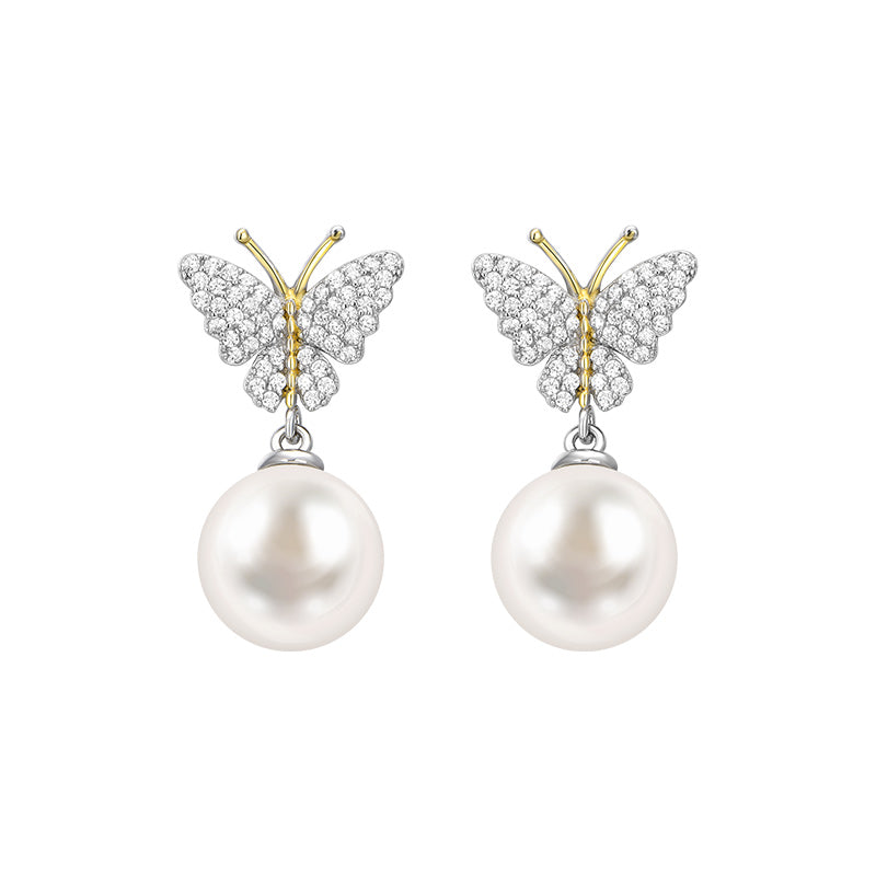 TRPOPO MS "Flying Butterflies" Pearl Earrings