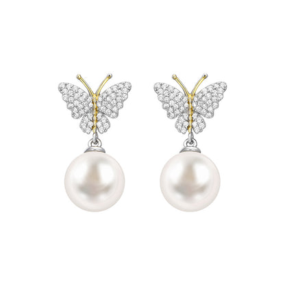 TRPOPO MS "Flying Butterflies" Pearl Earrings