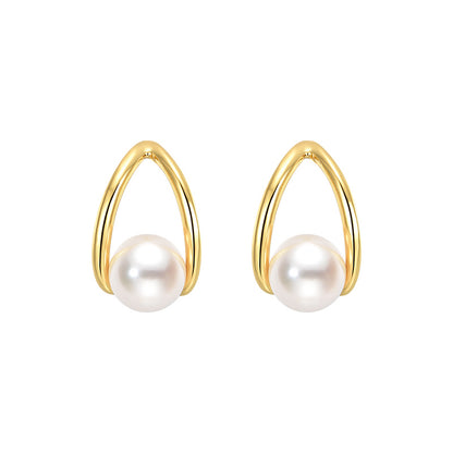 TRPOPO MS Geometric Drop Pearl Earrings