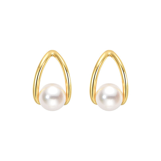 TRPOPO MS Geometric Drop Pearl Earrings