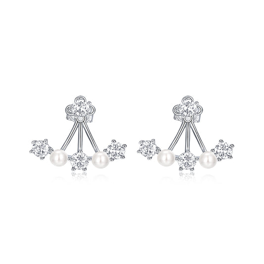 TRPOPO MS Flower Diamond Pearl Earrings