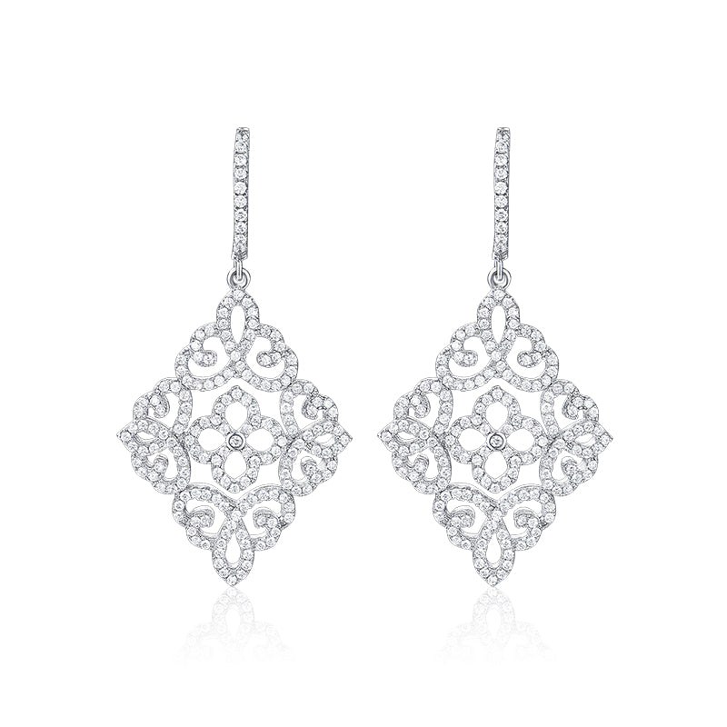 TRPOPO MS Lace Square Drop Earrings