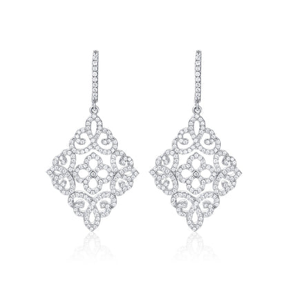 TRPOPO MS Lace Square Drop Earrings