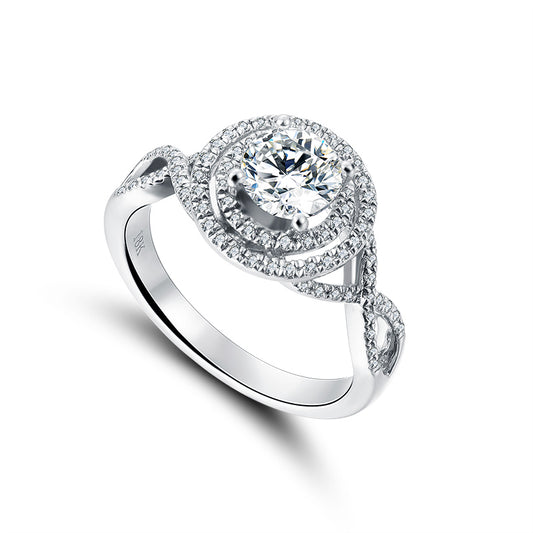 TRPOPO MS Double Row Round Diamond Ring