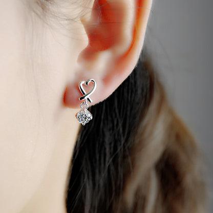 TRPOPO MS Heart Diamond Drop Earrings