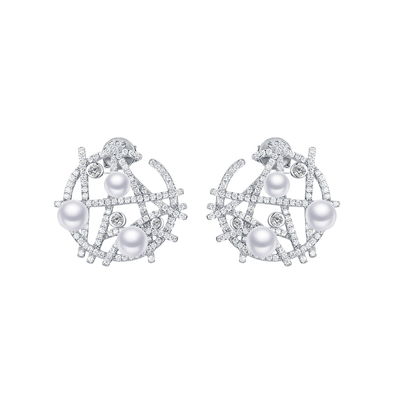 TRPOPO MS Round Panel Pearl Earrings