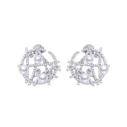 TRPOPO MS Round Panel Pearl Earrings