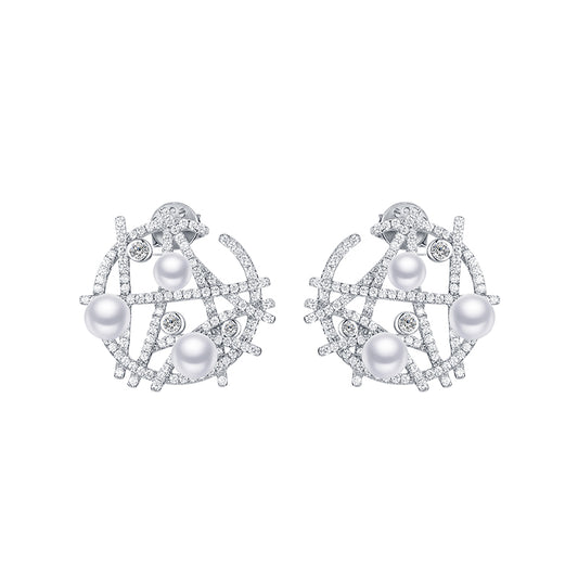 TRPOPO MS Round Panel Pearl Earrings