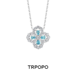 Aquamarine Blossom Necklace - TRPOPO