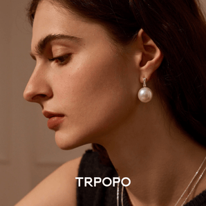 Baroque Oversized Pearl Diamond Bar Earrings - TRPOPO