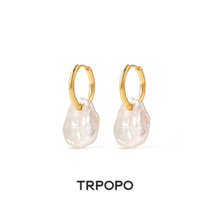 Baroque Pearl Hoop Earrings - TRPOPO