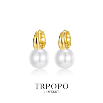 Chic Gold Loop Set with Glistening Pearls Drop Earrings - TRPOPO