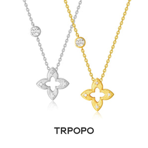 Clover Diamond Openwork Necklace - TRPOPO