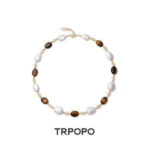 Earthy Charm | Tiger's Eye Baroque Pearl Jewelry Set - TRPOPO
