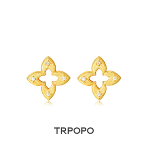 Golden Clover Stud Earrings - TRPOPO