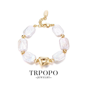 Golden Paired Baroque Bracelet - TRPOPO