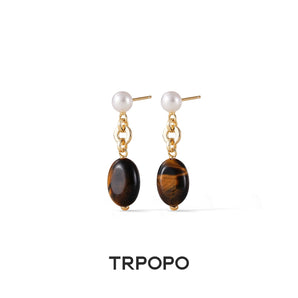 Onyx Pearl Drop Earrings - TRPOPO