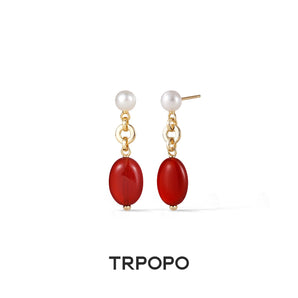 Onyx Pearl Drop Earrings - TRPOPO