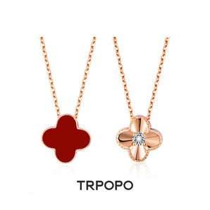 Reversible Clover Agate Necklace - TRPOPO