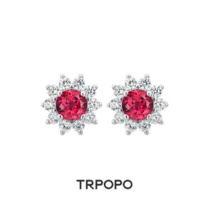 Ruby Sunflower Stud Earrings - TRPOPO