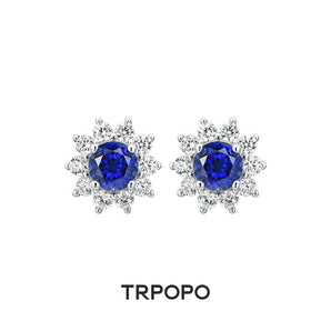 Sapphire Starlight Bloom Stud Earrings - TRPOPO