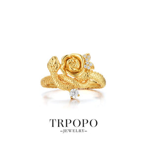 Snake Twined Rose Ring - TRPOPO
