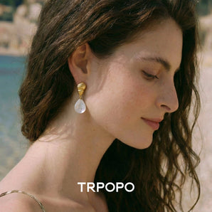 Textured Gold Baroque Pearl Drop Earrings - TRPOPO