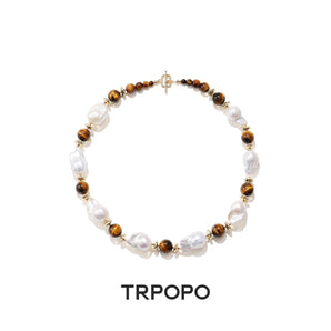 Tiger's Eye Baroque Pearl Jewelry Set - TRPOPO