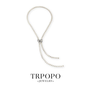 Versatile Baroque Pearl Bow Tassel Necklace - TRPOPO