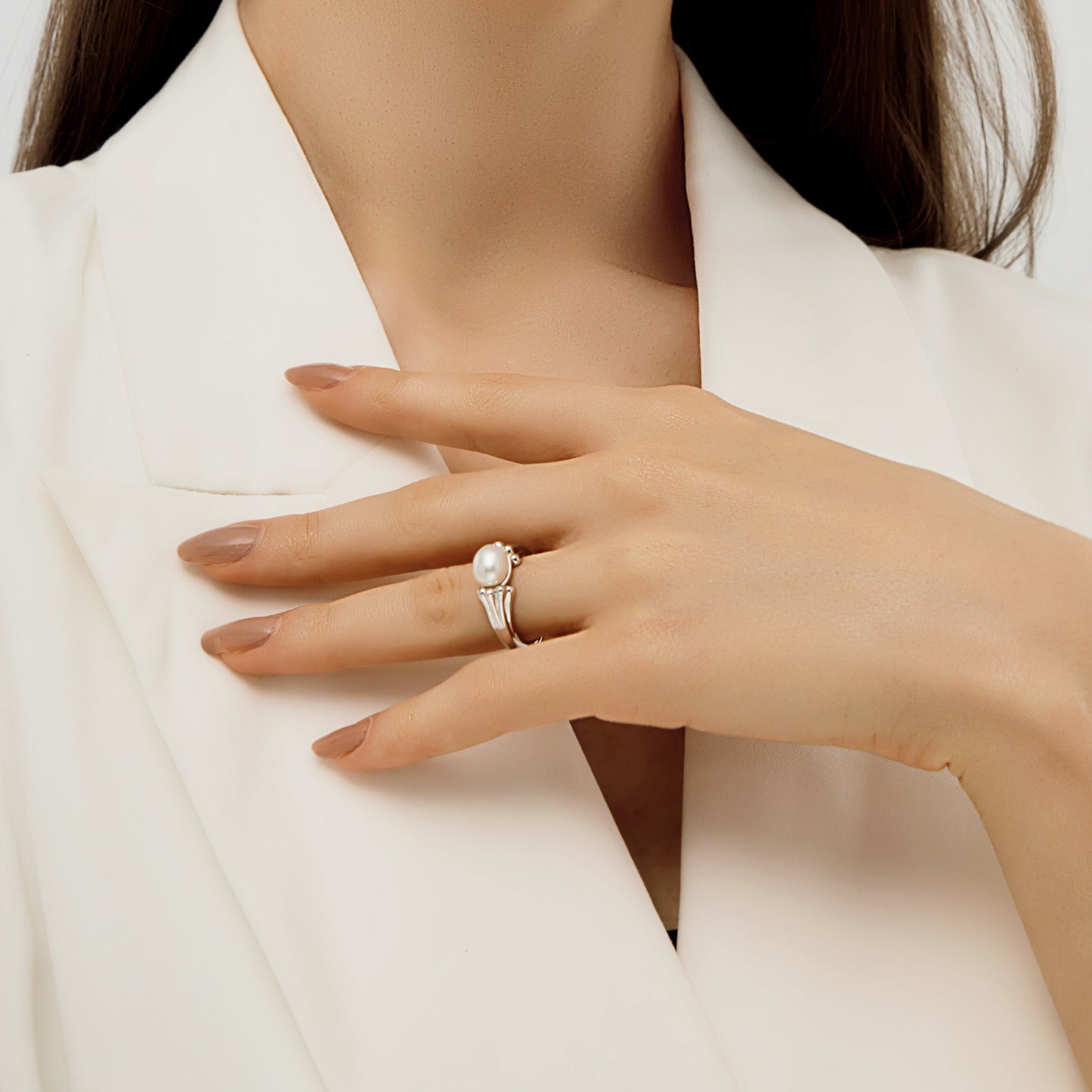 TRPOPO Infinity Collection - Elegant Flowing Pearl Ring