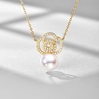 TRPOPO MS Rose Pearl Pendant Necklace