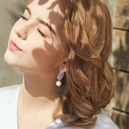 TRPOPO MS Angel Wing Pearl Earrings