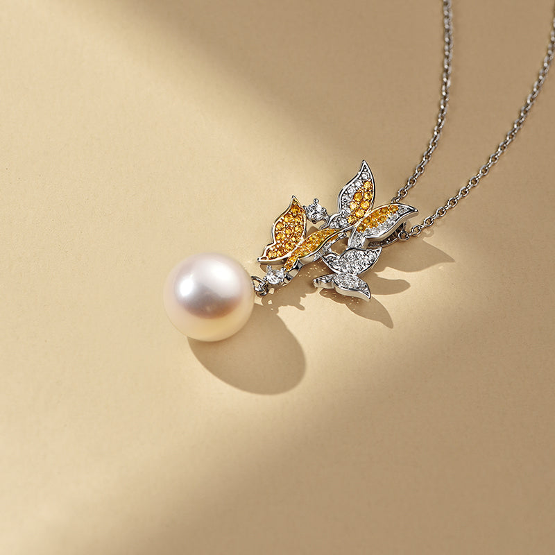 TRPOPO MS Butterfly Pearl Pendant Necklace