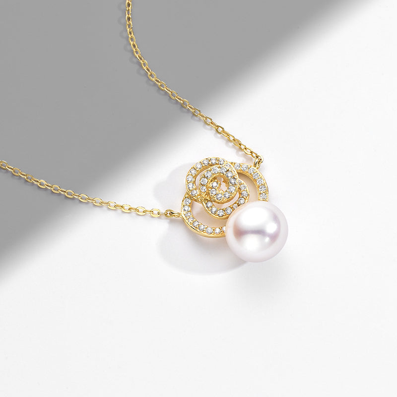 TRPOPO MS Rose Pearl Pendant Necklace