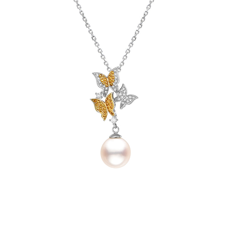 TRPOPO MS Butterfly Pearl Pendant Necklace