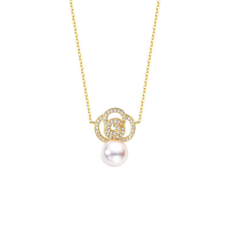 TRPOPO MS Rose Pearl Pendant Necklace