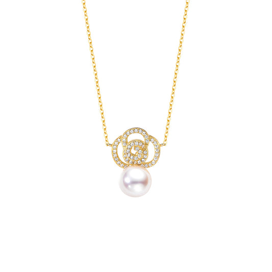 TRPOPO MS Rose Pearl Pendant Necklace