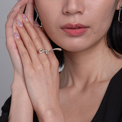 TRPOPO MS Curved Wavy Irregular Ring